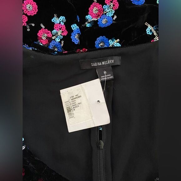 Sabina Musayev Sequin Embellished Velvet Puff Shoulder Dress size M - Picture 11 of 11